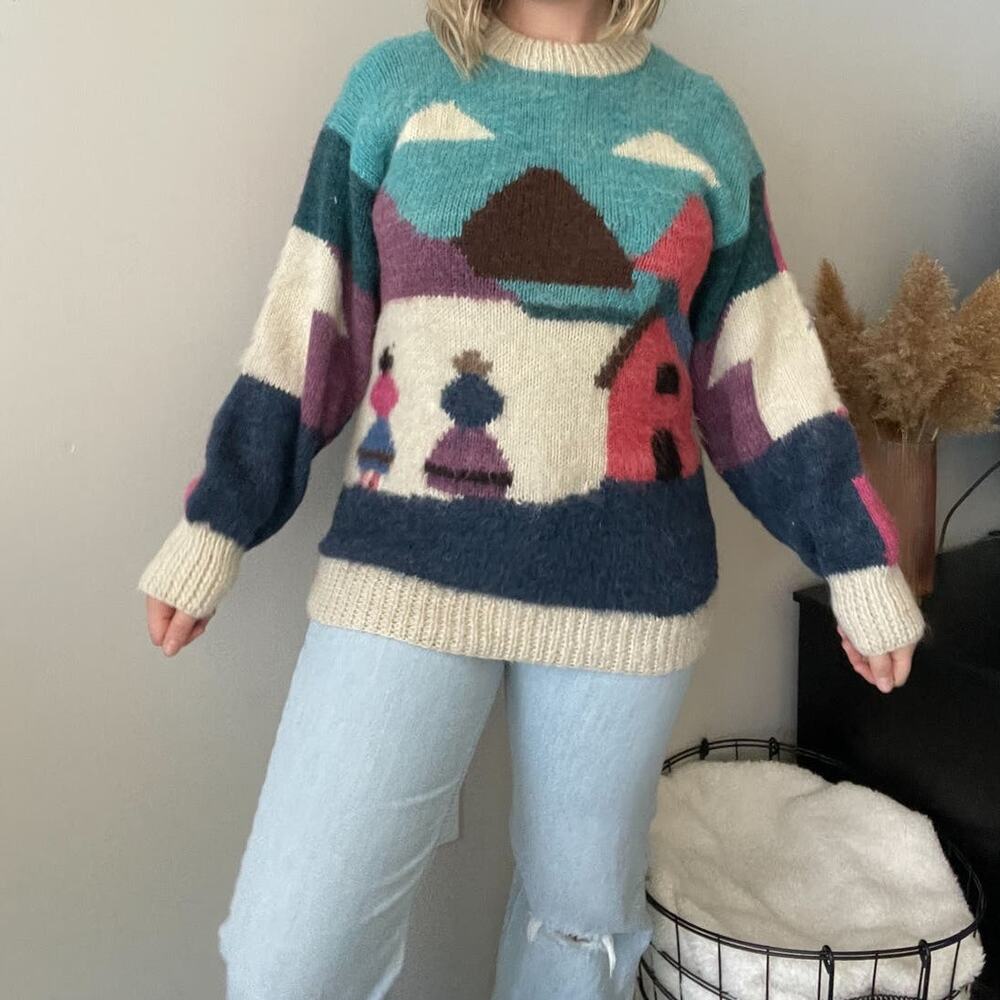 Vintage 1980s Mohair Cottage Folk Sweater